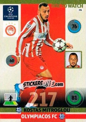Sticker Kostas Mitroglou - UEFA Champions League 2014-2015. Adrenalyn XL n. 196 - Panini