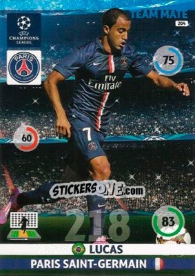 Sticker Lucas Moura - UEFA Champions League 2014-2015. Adrenalyn XL n. 204 - Panini