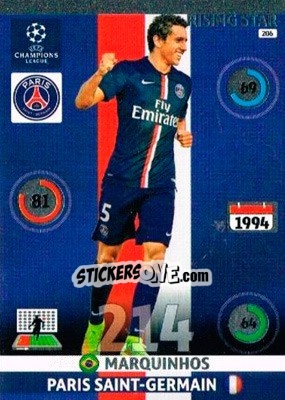 Sticker Marquinhos - UEFA Champions League 2014-2015. Adrenalyn XL n. 206 - Panini