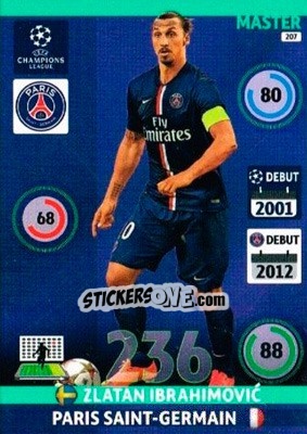 Sticker Zlatan Ibrahimovic - UEFA Champions League 2014-2015. Adrenalyn XL n. 207 - Panini