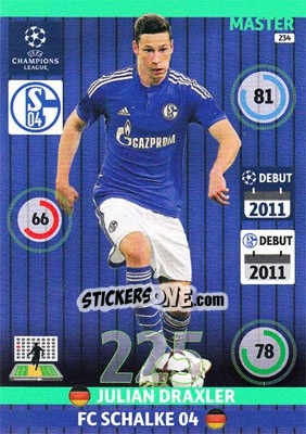 Sticker Julian Draxler - UEFA Champions League 2014-2015. Adrenalyn XL n. 234 - Panini