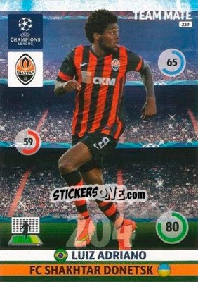 Figurina Luiz Adriano - UEFA Champions League 2014-2015. Adrenalyn XL - Panini