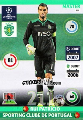 Sticker Rui Patrício - UEFA Champions League 2014-2015. Adrenalyn XL - Panini