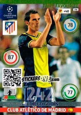 Sticker Diego Godín - UEFA Champions League 2014-2015. Adrenalyn XL n. 256 - Panini