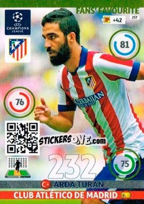 Sticker Arda Turan - UEFA Champions League 2014-2015. Adrenalyn XL - Panini