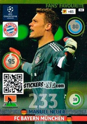 Sticker Manuel Neuer - UEFA Champions League 2014-2015. Adrenalyn XL n. 261 - Panini