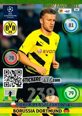 Sticker Jakub Błaszczykowski - UEFA Champions League 2014-2015. Adrenalyn XL n. 263 - Panini