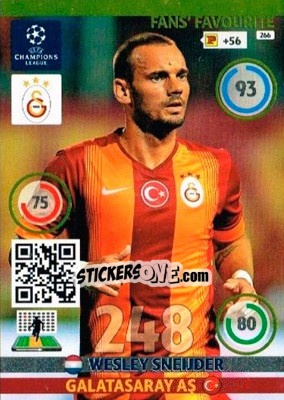 Sticker Wesley Sneijder - UEFA Champions League 2014-2015. Adrenalyn XL n. 266 - Panini
