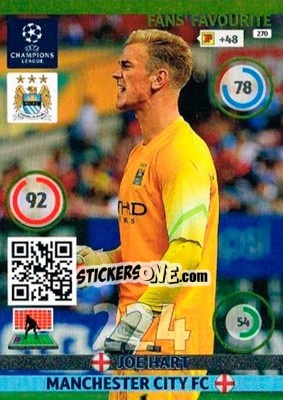Sticker Joe Hart - UEFA Champions League 2014-2015. Adrenalyn XL n. 270 - Panini