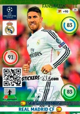 Sticker Sergio Ramos - UEFA Champions League 2014-2015. Adrenalyn XL n. 274 - Panini