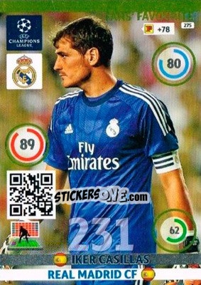 Sticker Iker Casillas - UEFA Champions League 2014-2015. Adrenalyn XL n. 275 - Panini