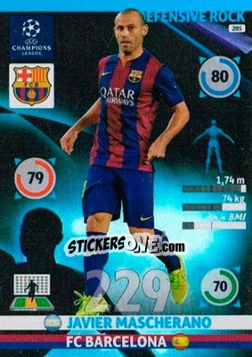 Sticker Javier Mascherano - UEFA Champions League 2014-2015. Adrenalyn XL n. 285 - Panini