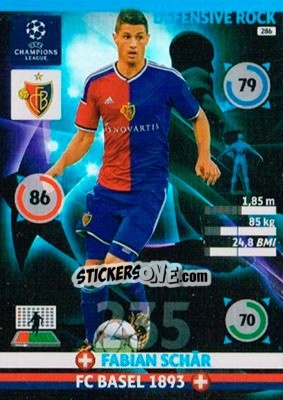 Sticker Fabian Schär - UEFA Champions League 2014-2015. Adrenalyn XL n. 286 - Panini