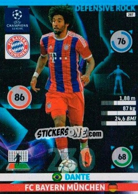 Sticker Dante - UEFA Champions League 2014-2015. Adrenalyn XL n. 287 - Panini