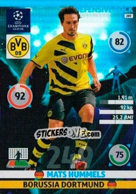 Sticker Mats Hummels - UEFA Champions League 2014-2015. Adrenalyn XL n. 289 - Panini