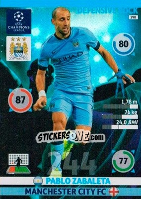 Sticker Pablo Zabaleta - UEFA Champions League 2014-2015. Adrenalyn XL n. 298 - Panini