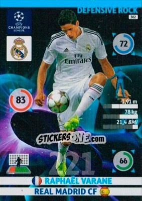 Sticker Raphaël Varane - UEFA Champions League 2014-2015. Adrenalyn XL n. 302 - Panini