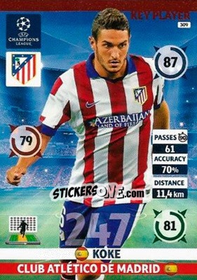 Sticker Koke - UEFA Champions League 2014-2015. Adrenalyn XL n. 309 - Panini