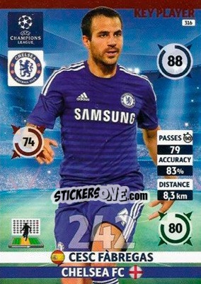 Figurina Cesc Fàbregas - UEFA Champions League 2014-2015. Adrenalyn XL - Panini