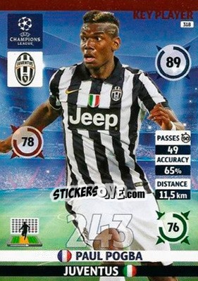 Sticker Paul Pogba - UEFA Champions League 2014-2015. Adrenalyn XL n. 318 - Panini
