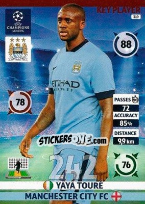 Sticker Yaya Touré - UEFA Champions League 2014-2015. Adrenalyn XL n. 319 - Panini