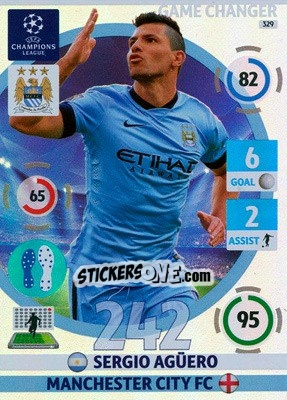 Sticker Sergio Agüero - UEFA Champions League 2014-2015. Adrenalyn XL n. 329 - Panini