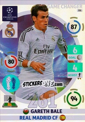Sticker Gareth Bale - UEFA Champions League 2014-2015. Adrenalyn XL n. 331 - Panini