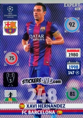 Sticker Xavi Hernández - UEFA Champions League 2014-2015. Adrenalyn XL n. 334 - Panini