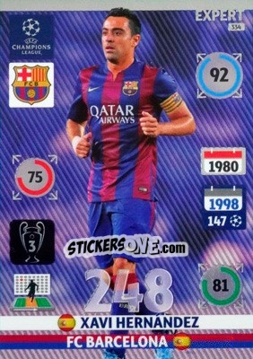 Figurina Xavi Hernández - UEFA Champions League 2014-2015. Adrenalyn XL - Panini