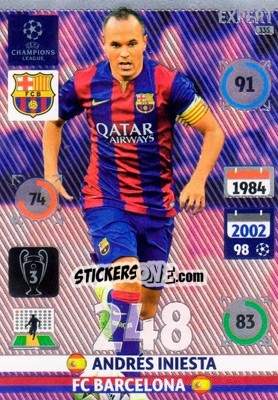 Sticker Andrés Iniesta - UEFA Champions League 2014-2015. Adrenalyn XL - Panini