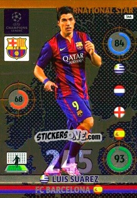 Sticker Luis Suárez - UEFA Champions League 2014-2015. Adrenalyn XL n. 344 - Panini
