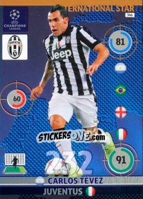 Sticker Carlos Tévez - UEFA Champions League 2014-2015. Adrenalyn XL n. 346 - Panini