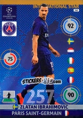 Sticker Zlatan Ibrahimovic - UEFA Champions League 2014-2015. Adrenalyn XL n. 348 - Panini