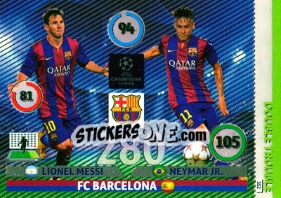 Sticker Lionel Messi / Neymar Jr. - UEFA Champions League 2014-2015. Adrenalyn XL n. 352 - Panini