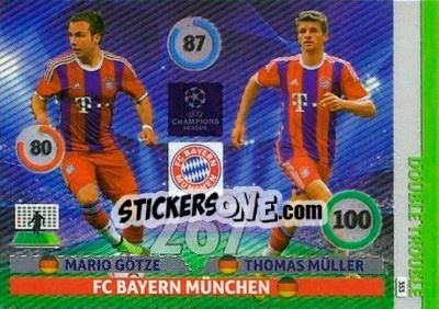 Sticker Mario Götze / Thomas Müller - UEFA Champions League 2014-2015. Adrenalyn XL n. 353 - Panini