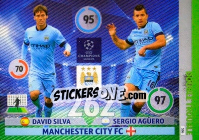 Sticker David Silva / Sergio Agüero - UEFA Champions League 2014-2015. Adrenalyn XL n. 356 - Panini