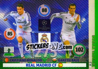 Sticker Cristiano Ronaldo / Gareth Bale - UEFA Champions League 2014-2015. Adrenalyn XL n. 357 - Panini