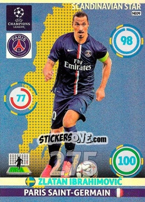 Sticker Zlatan Ibrahimovic - UEFA Champions League 2014-2015. Adrenalyn XL n. 369 - Panini