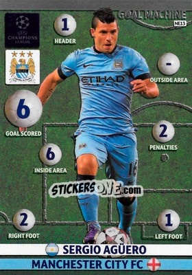 Cromo Sergio Agüero - UEFA Champions League 2014-2015. Adrenalyn XL - Panini