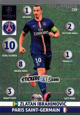Sticker Zlatan Ibrahimovic - UEFA Champions League 2014-2015. Adrenalyn XL n. 374 - Panini