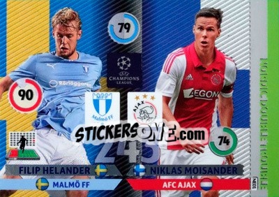 Cromo Filip Helander / Niklas Moisander - UEFA Champions League 2014-2015. Adrenalyn XL - Panini