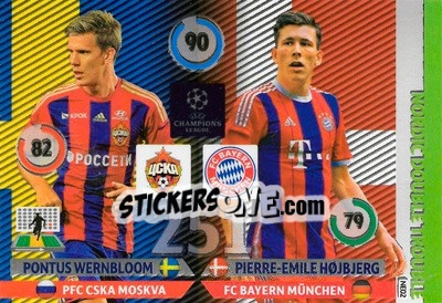 Sticker Pontus Wernbloom / Pierre-Emile Højbjerg - UEFA Champions League 2014-2015. Adrenalyn XL n. 377 - Panini