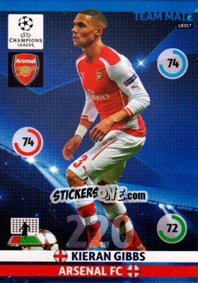 Sticker Kieran Gibbs - UEFA Champions League 2014-2015. Adrenalyn XL n. UE017 - Panini