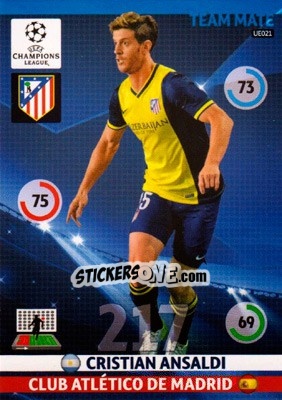 Sticker Cristian Ansaldi - UEFA Champions League 2014-2015. Adrenalyn XL - Panini