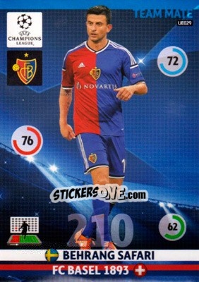 Sticker Behrang Safari - UEFA Champions League 2014-2015. Adrenalyn XL n. UE029 - Panini