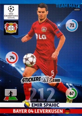Sticker Emir Spahic - UEFA Champions League 2014-2015. Adrenalyn XL n. UE033 - Panini