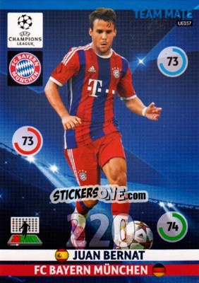 Sticker Juan Bernat - UEFA Champions League 2014-2015. Adrenalyn XL n. UE037 - Panini