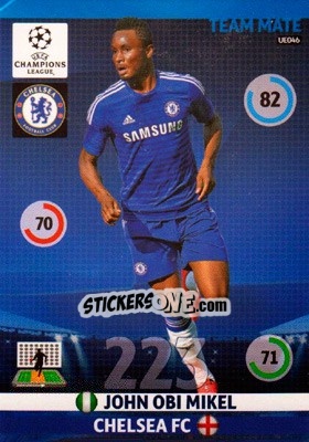 Sticker John Obi Mikel - UEFA Champions League 2014-2015. Adrenalyn XL n. UE046 - Panini