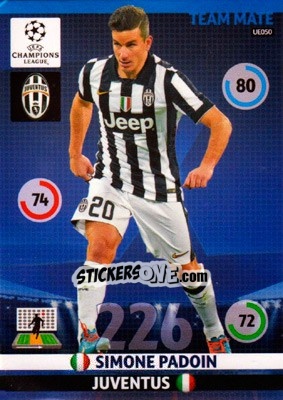 Sticker Simone Padoin - UEFA Champions League 2014-2015. Adrenalyn XL n. UE050 - Panini