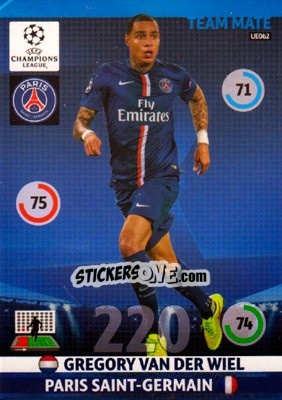 Sticker Gregory van der Wiel - UEFA Champions League 2014-2015. Adrenalyn XL n. UE062 - Panini